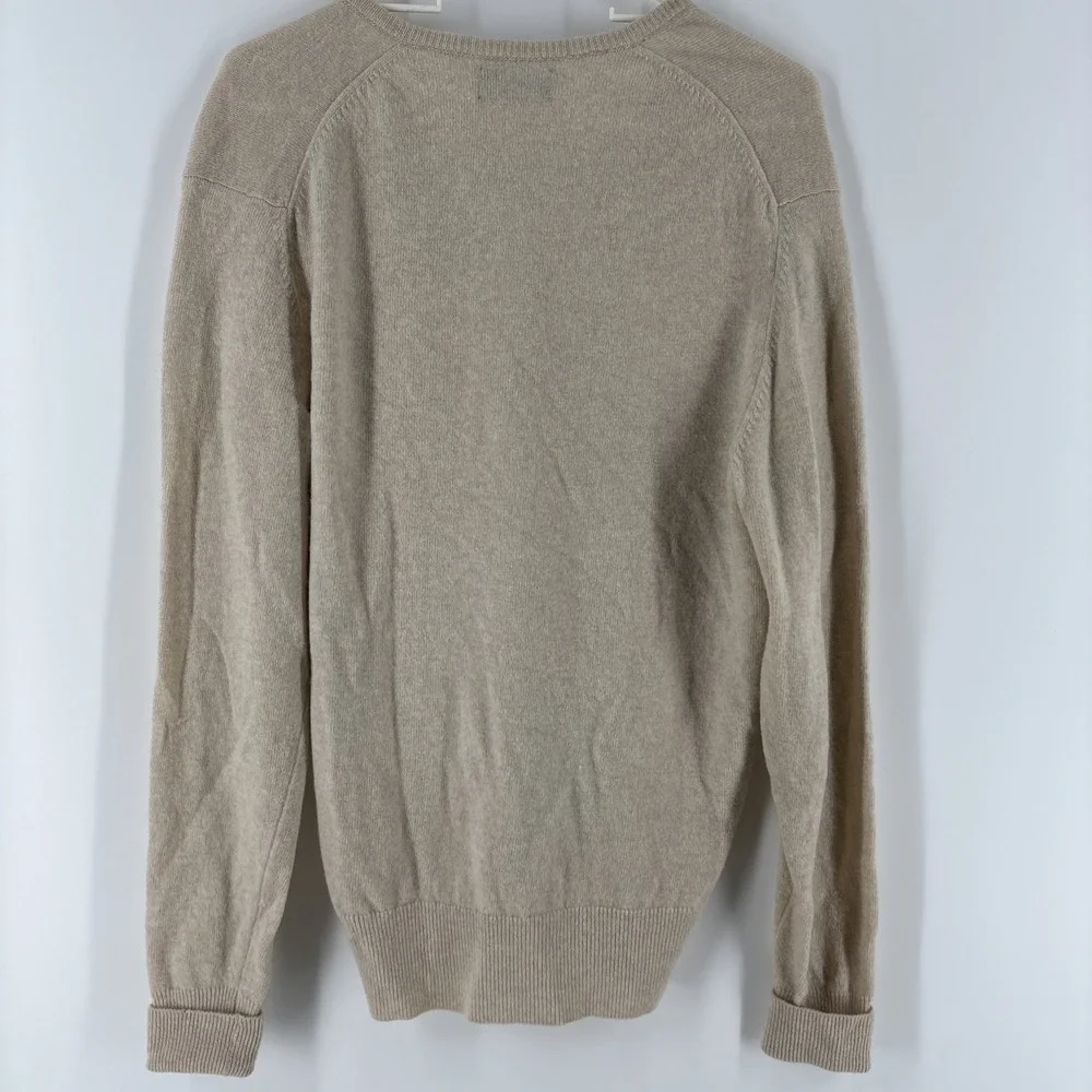 Peter Scott‎ Men's Beige V-Neck 100 Lambswool Sweater Size 40 Made in Scotland